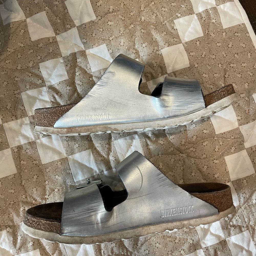 Birkenstock Arizona Silver Sandals 39 - Picture 3 of 9